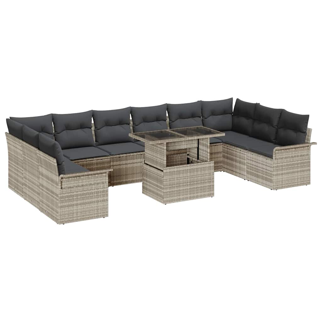 vidaXL Conjunto de Sofá de Jardim com almofada 11 pcs Cinzento-claro