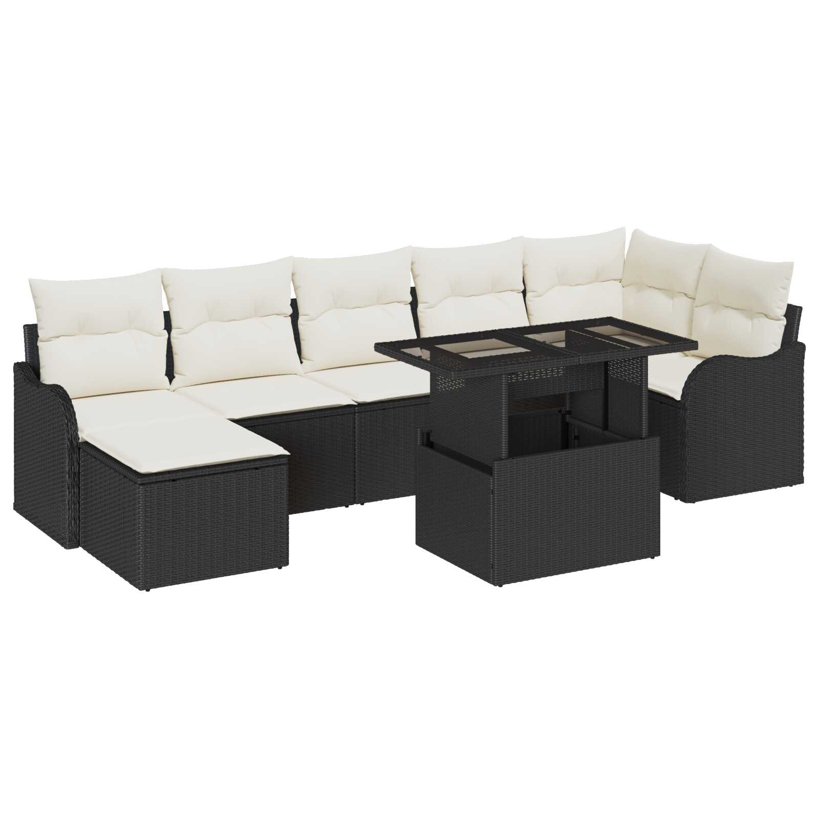 vidaXL Conjunto de Sofá de Jardim 8 pcs Preto Rattan Sintético