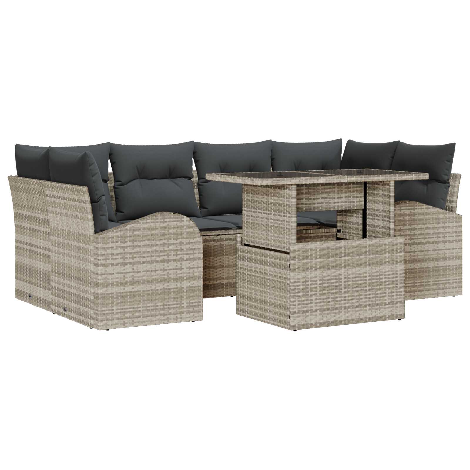 vidaXL Conjunto de Sofá de Jardim com almofada 7 pcs Cinzento-claro