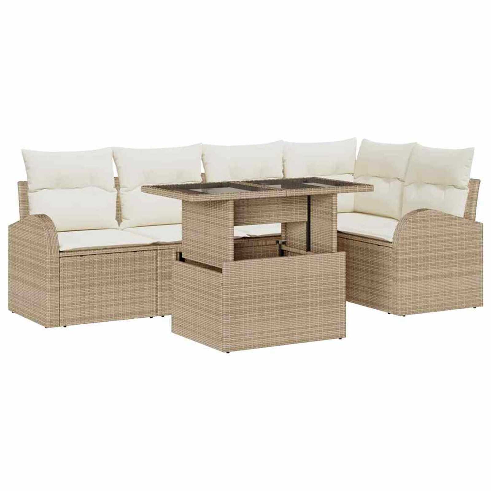 vidaXL Conjunto de Sofá de Jardim 6 pcs Bege Rattan Sintético