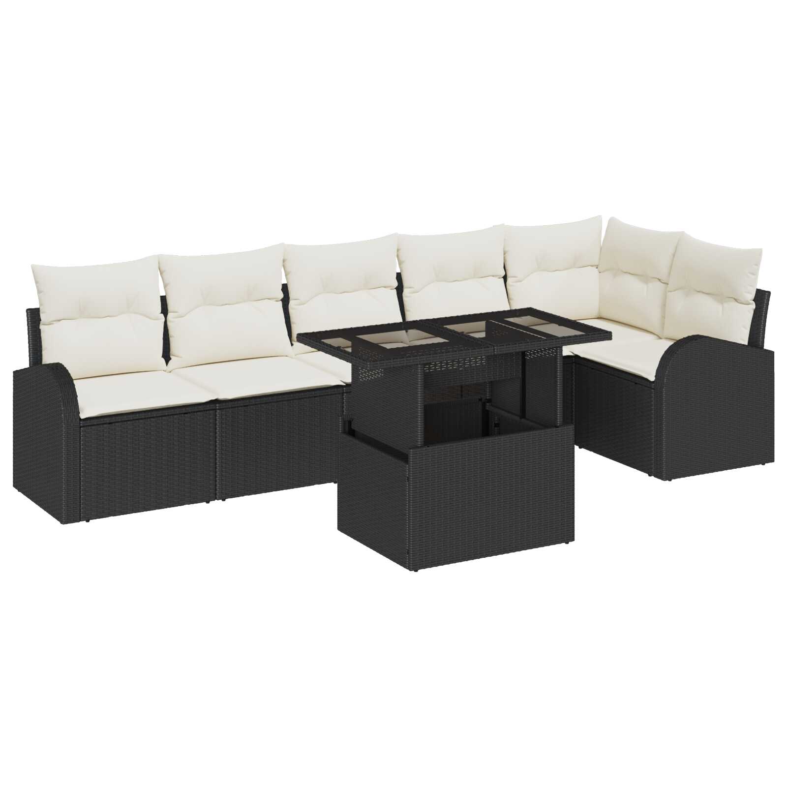 vidaXL Conjunto de Sofá de Jardim 7 pcs Preto Rattan Sintético