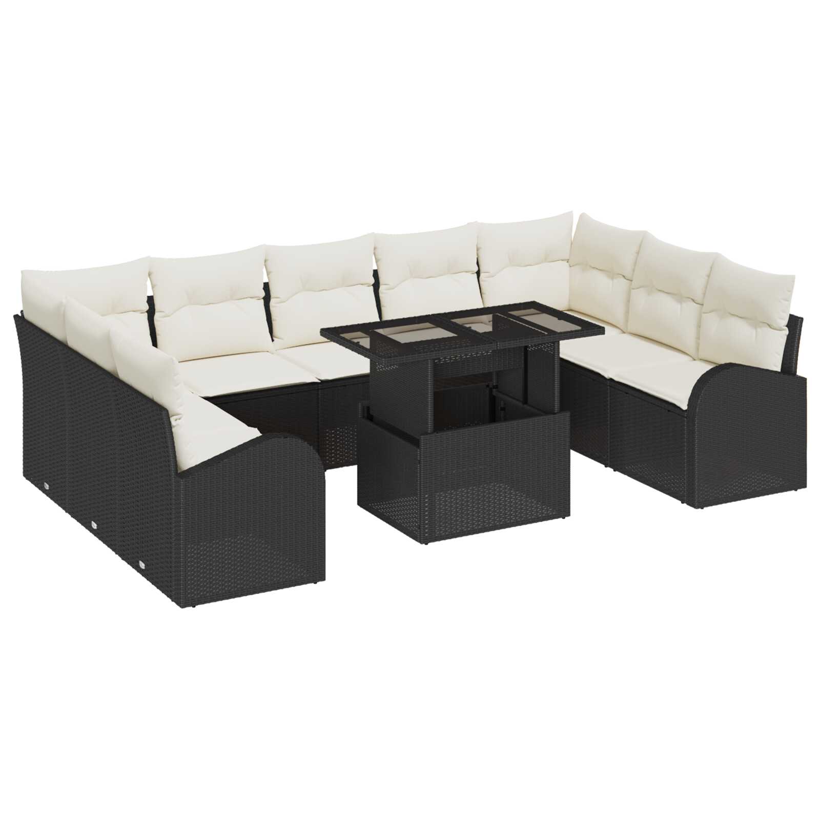 vidaXL Conjunto de Sofá de Jardim 10 pcs Preto Rattan Sintético