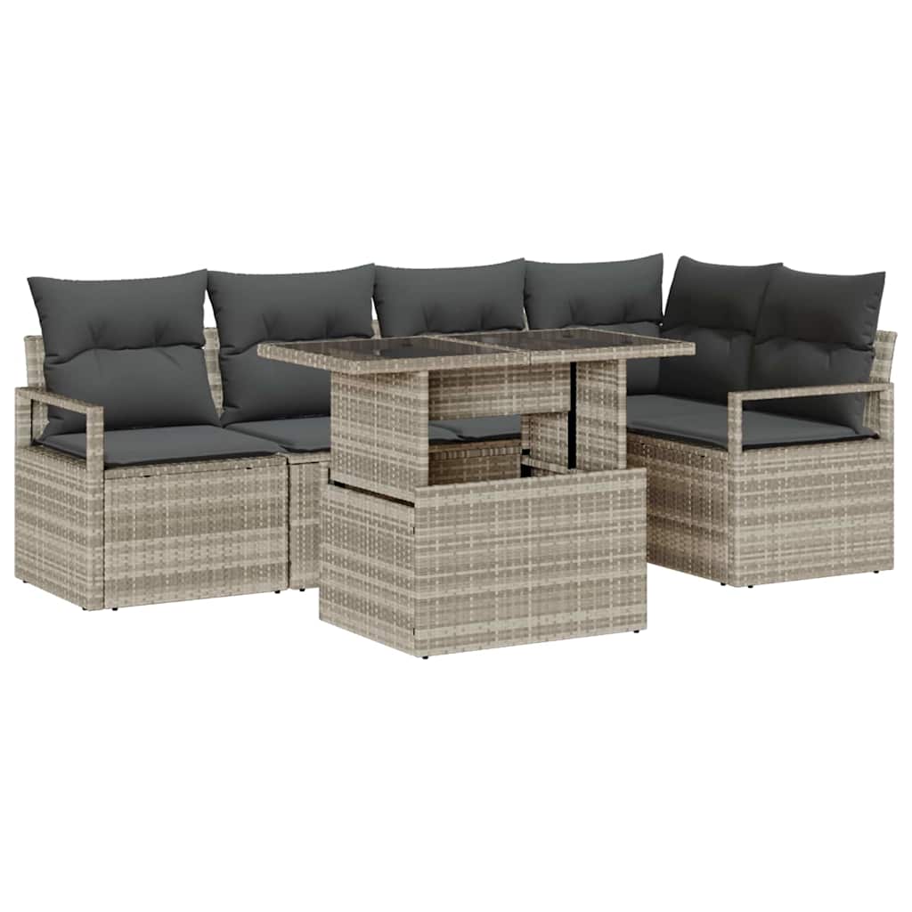 vidaXL Conjunto de Sofá de Jardim 6 pcs Cinzento-claro