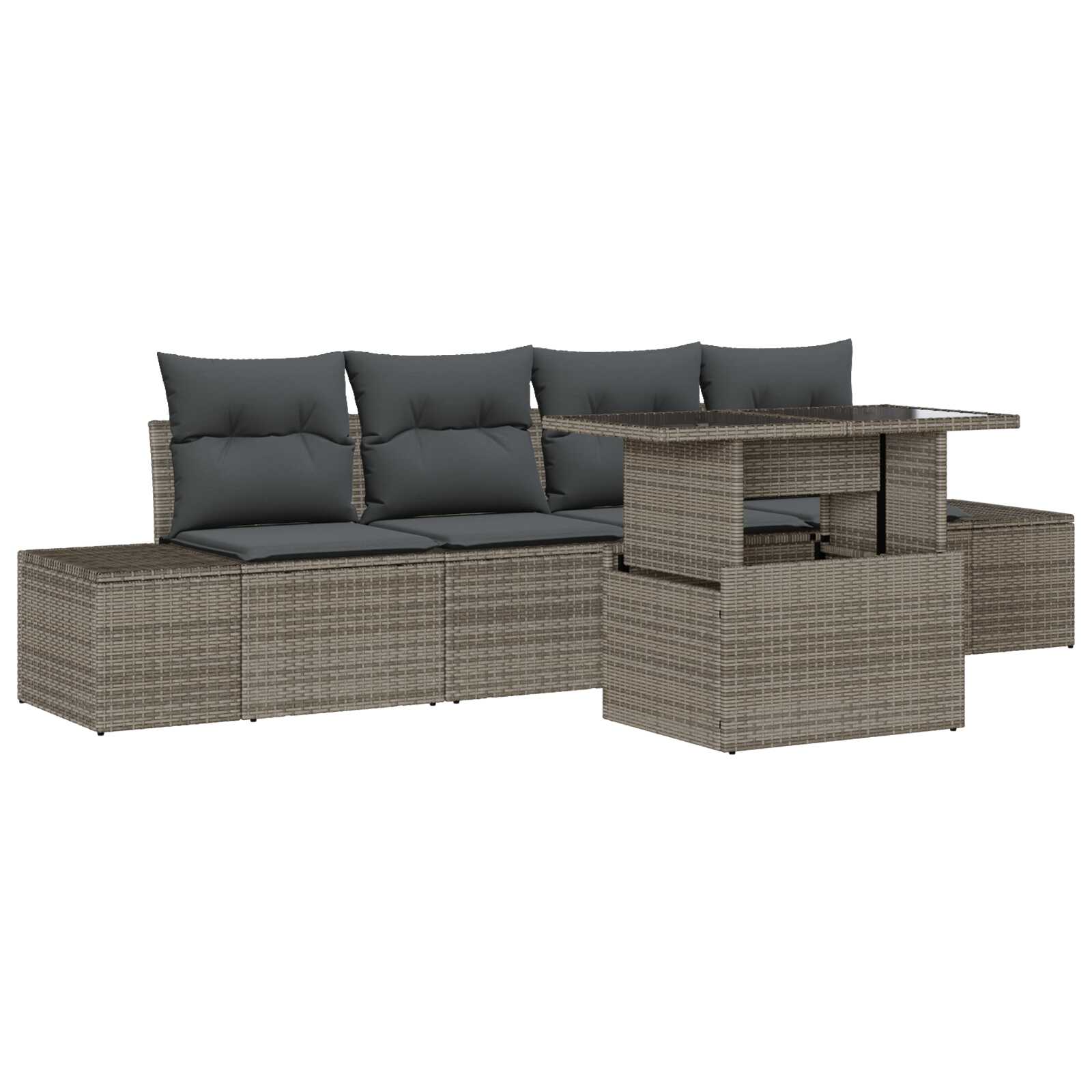 vidaXL Conjunto de Sofá de Jardim com almofada Ajustável 5 pcs Cinzeto