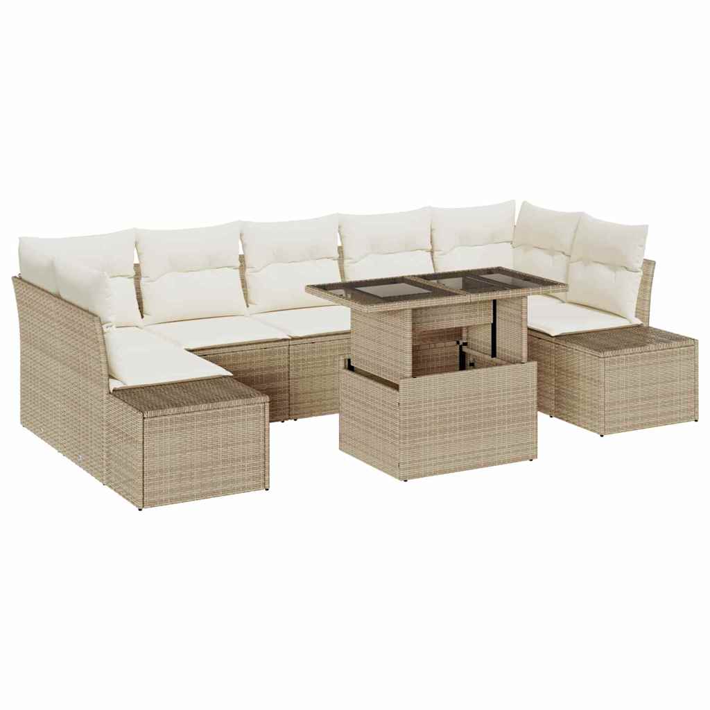 vidaXL Conjunto de Sofá de Jardim com almofada 8 pcs Bege e Creme