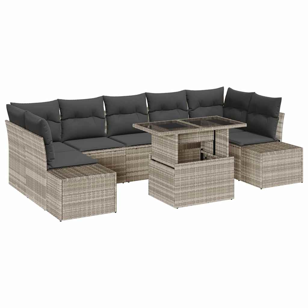vidaXL Conjunto de Sofá de Jardim 8 pcs Cinza Claro e Cinza Escuro