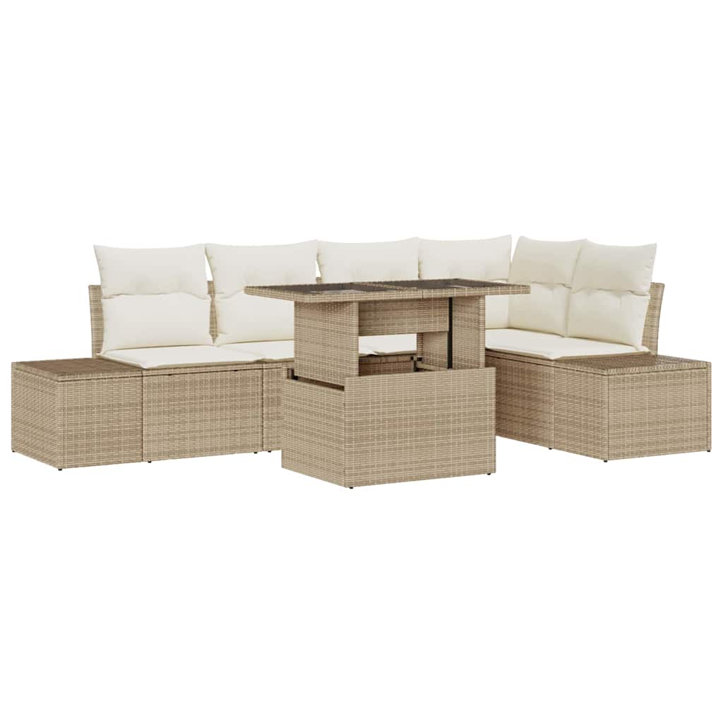 vidaXL Conjunto de Sofá de Jardim 6 pcs Bege Rattan Sintético
