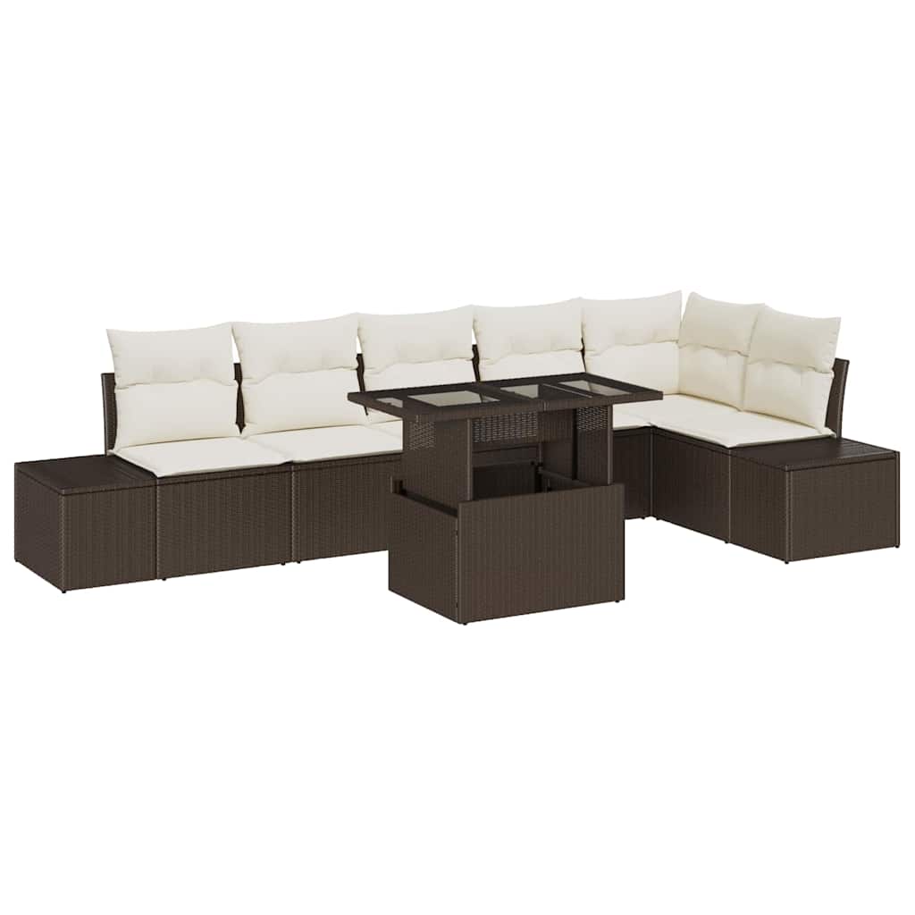 vidaXL Conjunto de Sofá de Jardim 7 pcs Castanho Rattan Sintético