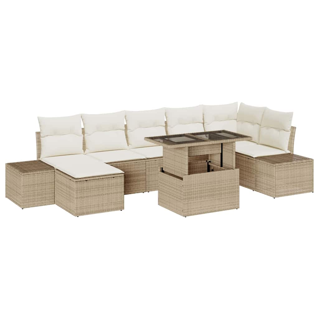 vidaXL Conjunto de Sofá de Jardim 8 pcs Bege Rattan Sintético