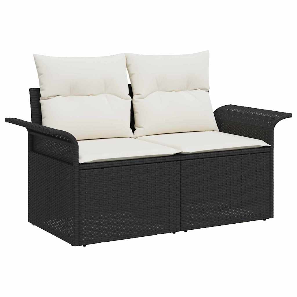 vidaXL Conjunto de Sofá de Jardim 5 pcs Preto Rattan Sintético