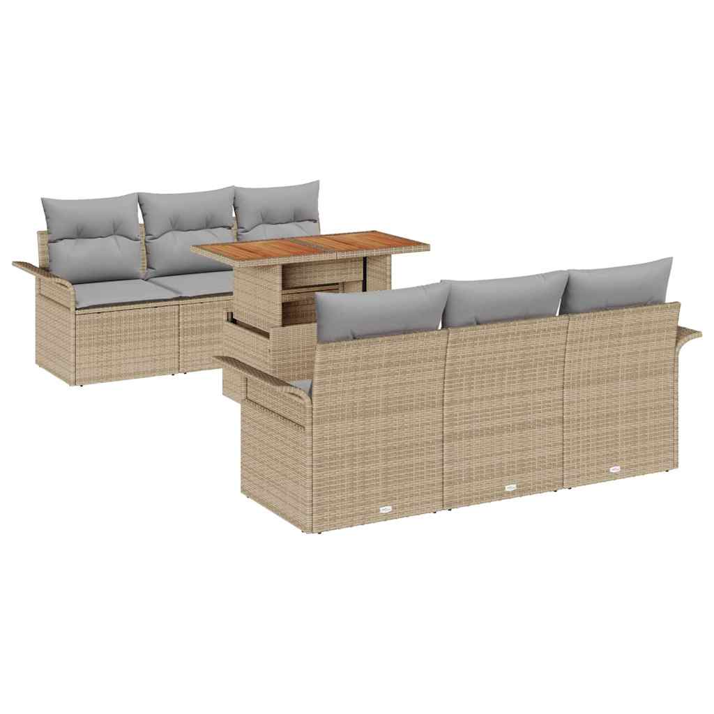vidaXL Conjunto de Sofá de Jardim 7 pcs Bege Rattan Sintético
