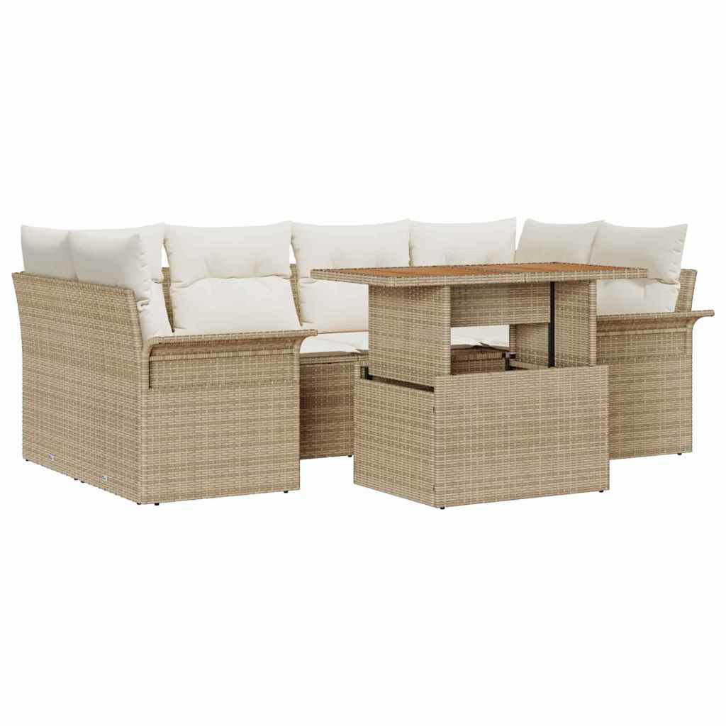 vidaXL Conjunto de Sofá de Jardim 7 pcs Bege Rattan Sintético