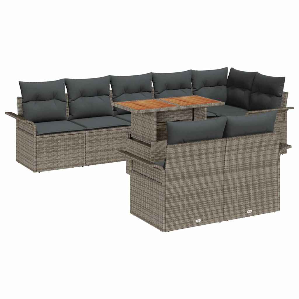 vidaXL Conjunto de Sofá de Jardim 9 pcs Cinzeto Rattan Sintético