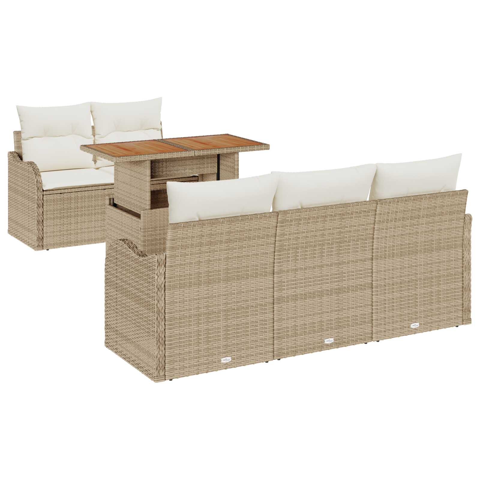 vidaXL Conjunto de Sofá de Jardim 6 pcs Bege Rattan Sintético