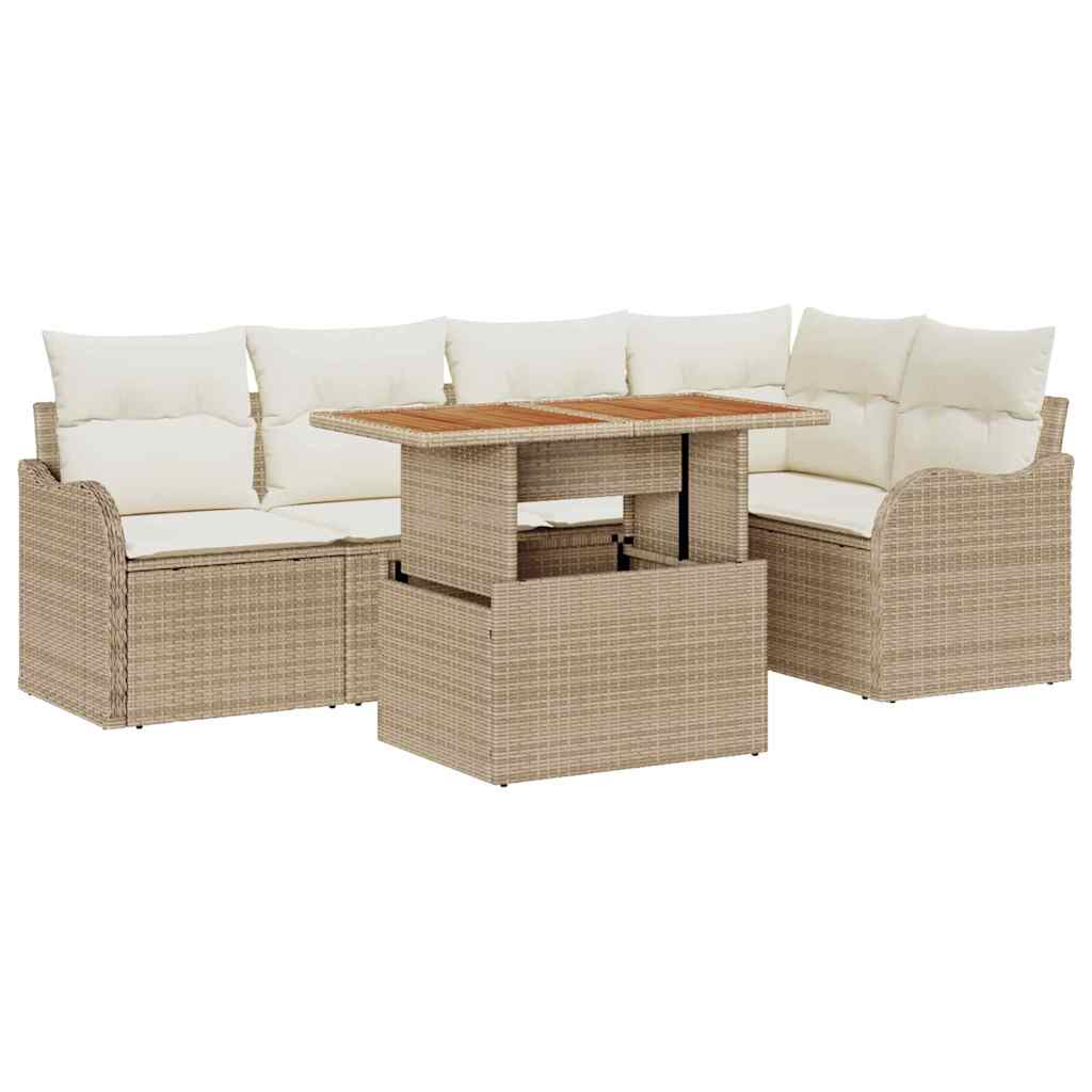 vidaXL Conjunto de Sofá de Jardim 6 pcs Bege Rattan Sintético