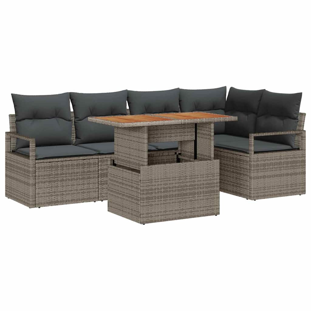 vidaXL Conjunto de Sofá de Jardim 6 pcs Cinzeto Rattan Sintético