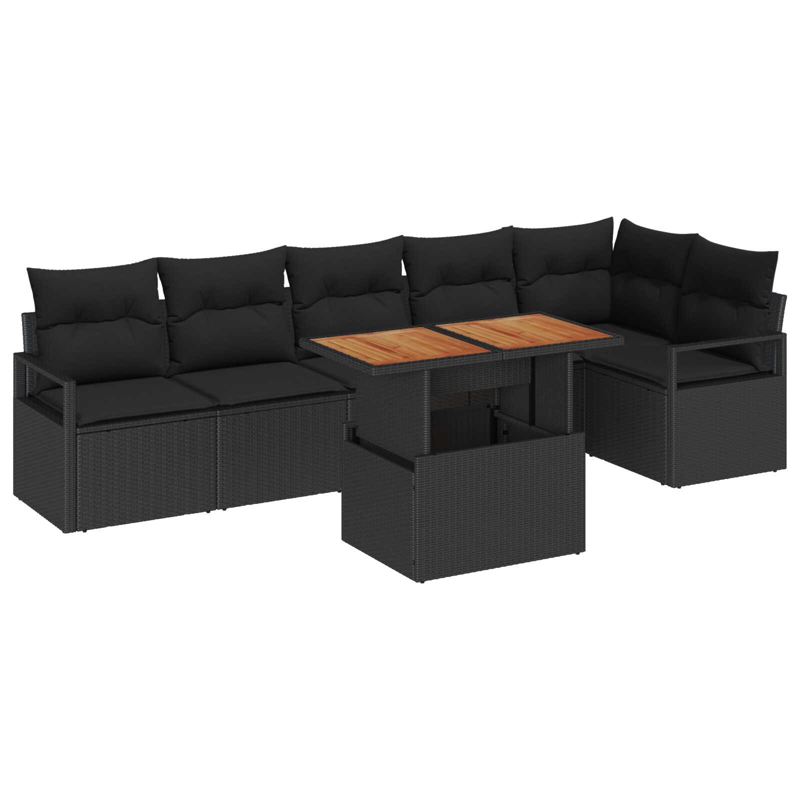 vidaXL Conjunto de Sofá de Jardim 7 pcs Preto Rattan Sintético