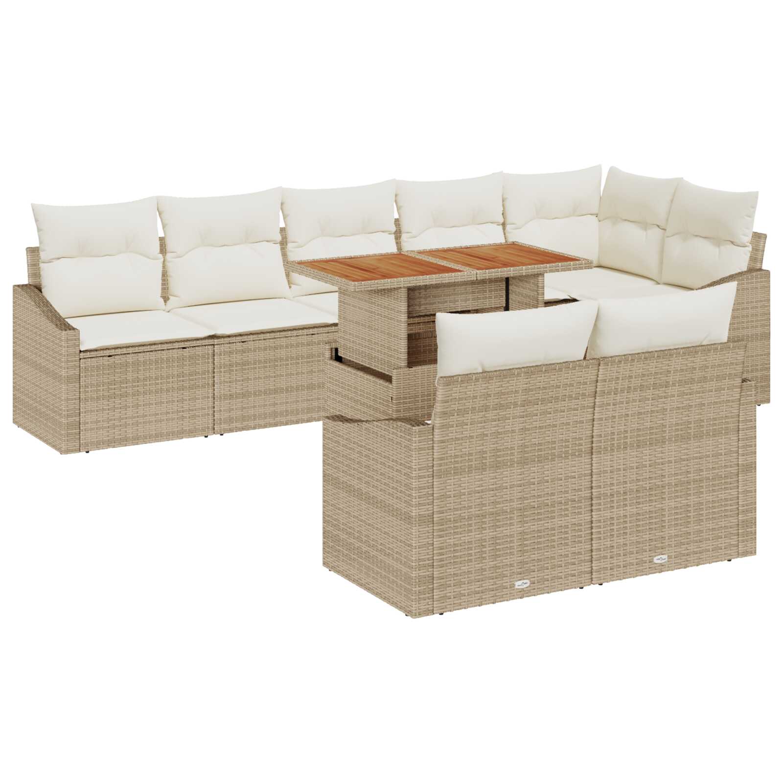 vidaXL Conjunto de Sofá de Jardim 9 pcs Bege Rattan Sintético