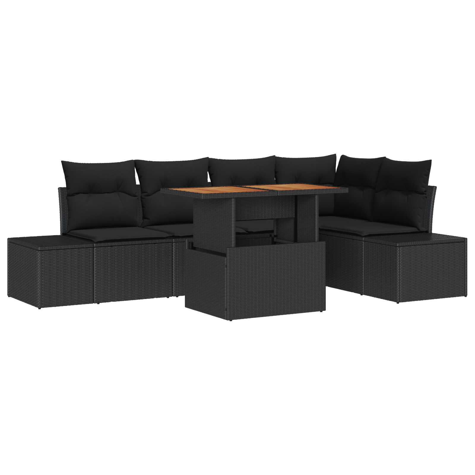 vidaXL Conjunto de Sofá de Jardim 6 pcs Preto Rattan Sintético