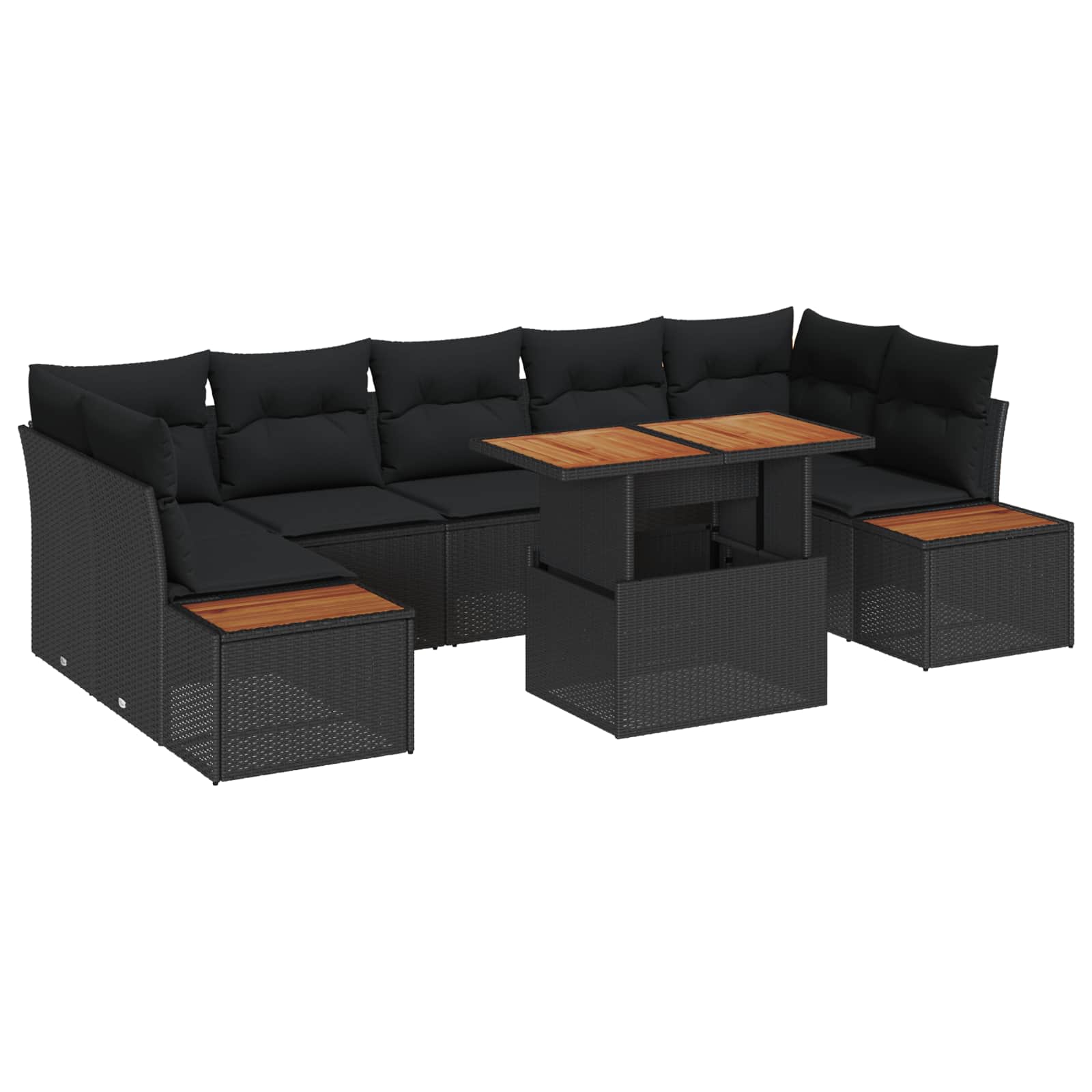 vidaXL Conjunto de Sofá de Jardim 8 pcs Preto Rattan Sintético