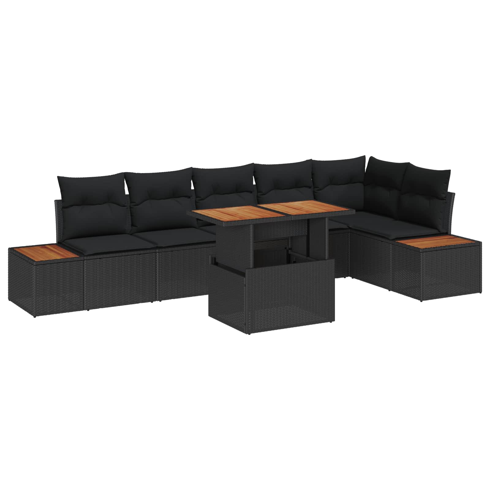 vidaXL Conjunto de Sofá de Jardim 7 pcs Preto Rattan Sintético