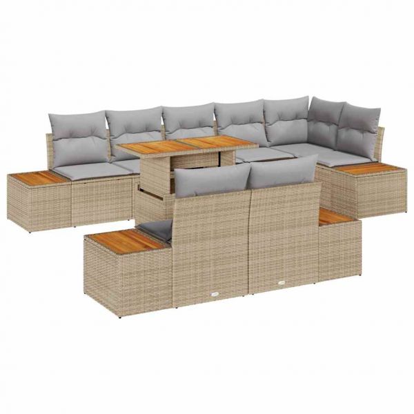 vidaXL Conjunto de Sofá de Jardim 9 Peças Bege Rattan Sintético - 3061029878