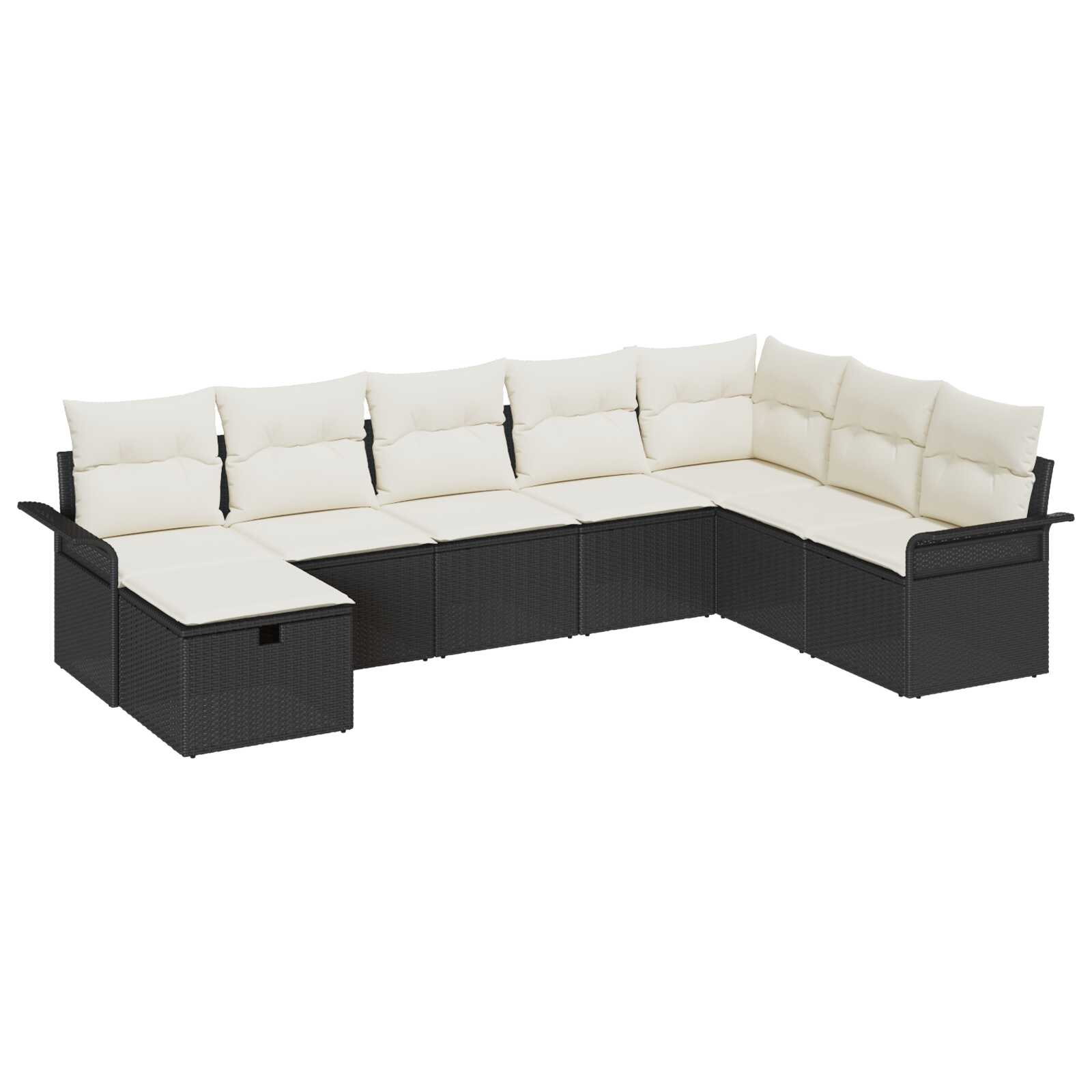 vidaXL Conjunto de Sofá de Jardim Manual 8 pcs Preto e Creme vime PE