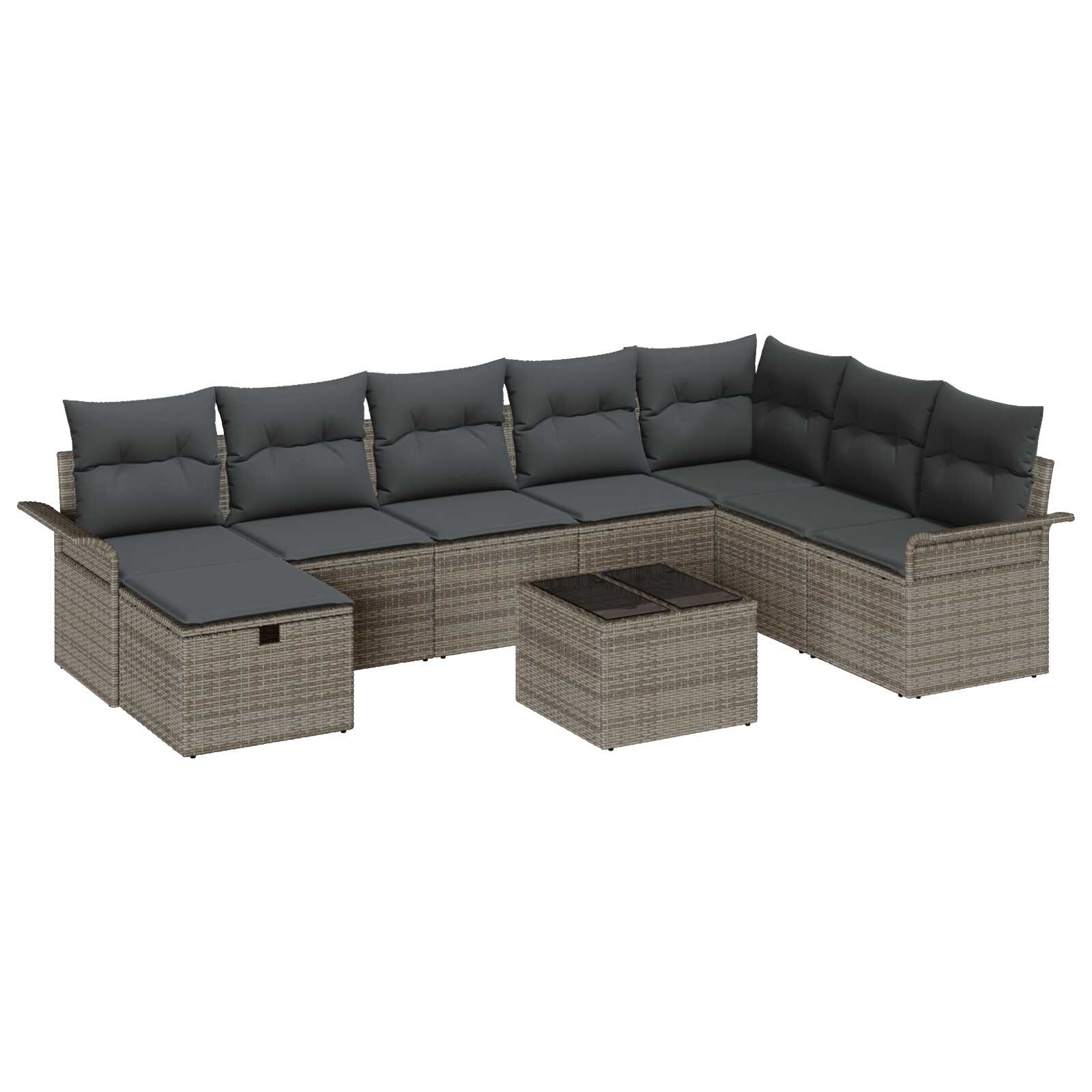 vidaXL Conjunto de Sofá de Jardim com almofada 9 pcs Cinzeto vime PE
