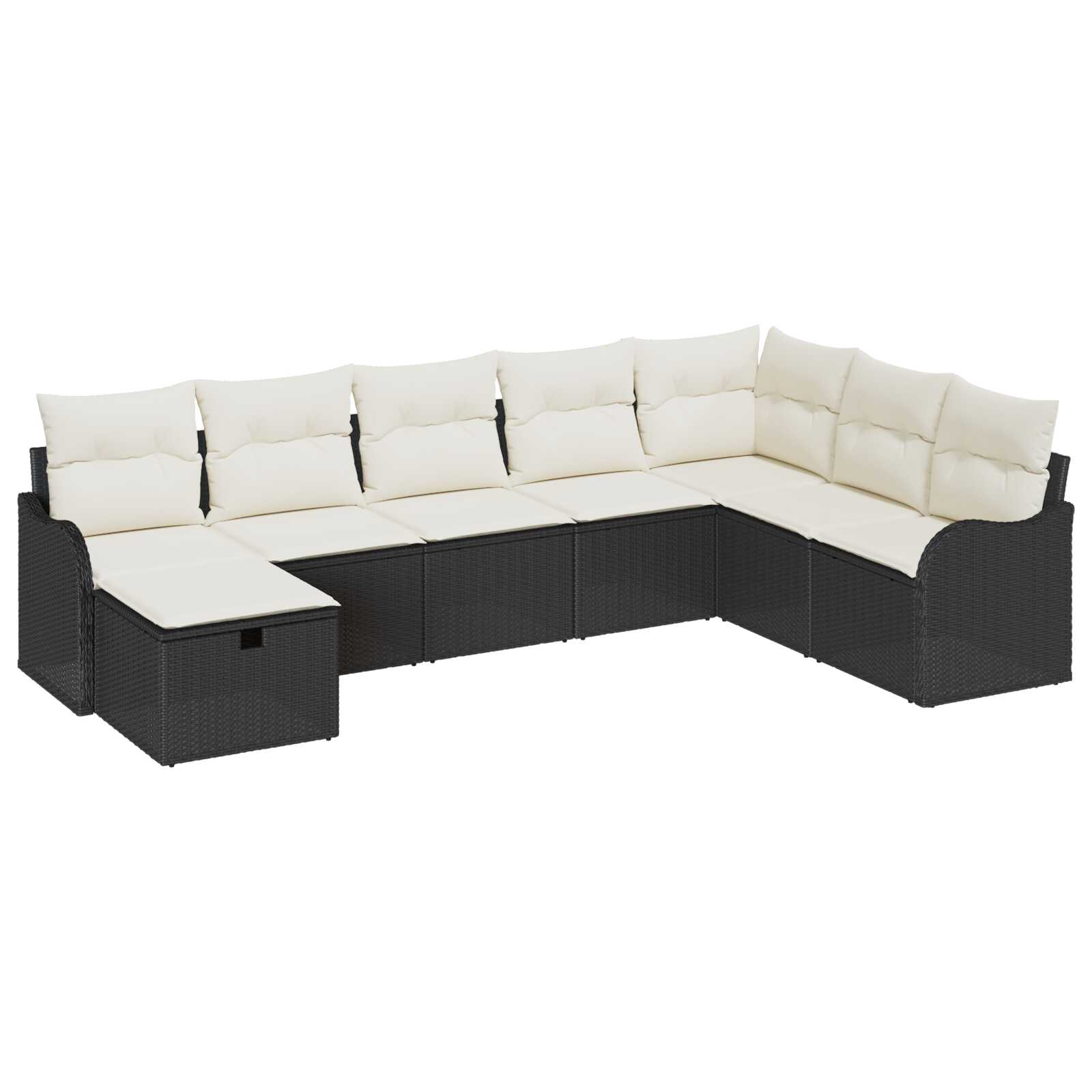 vidaXL Conjunto de Sofás com almofada 8 pcs Preto e Creme vime PE