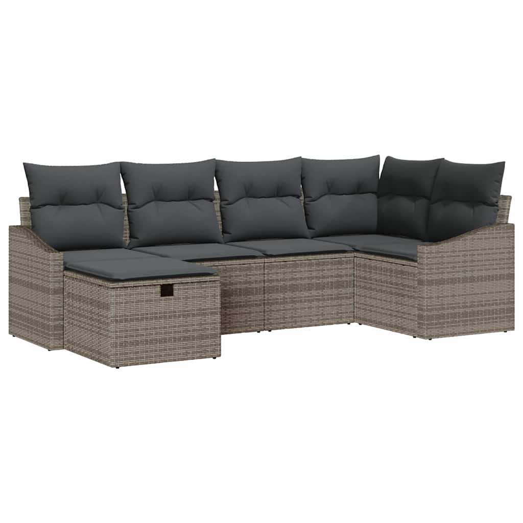 vidaXL Conjunto de Sofás com almofada Cinzeto vime PE