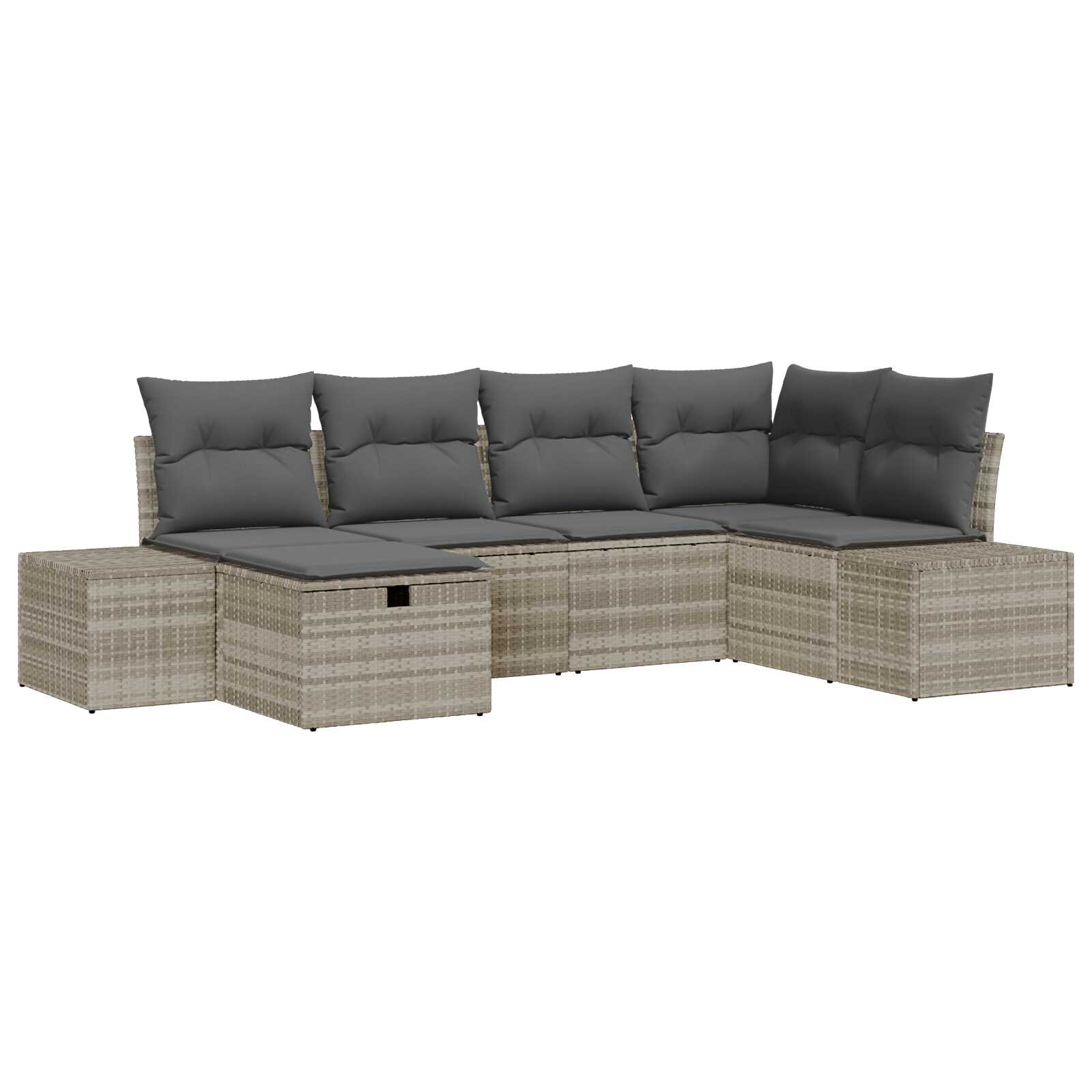 vidaXL Conjunto de Sofá de Jardim 6 pcs Cinzento-claro vime PE