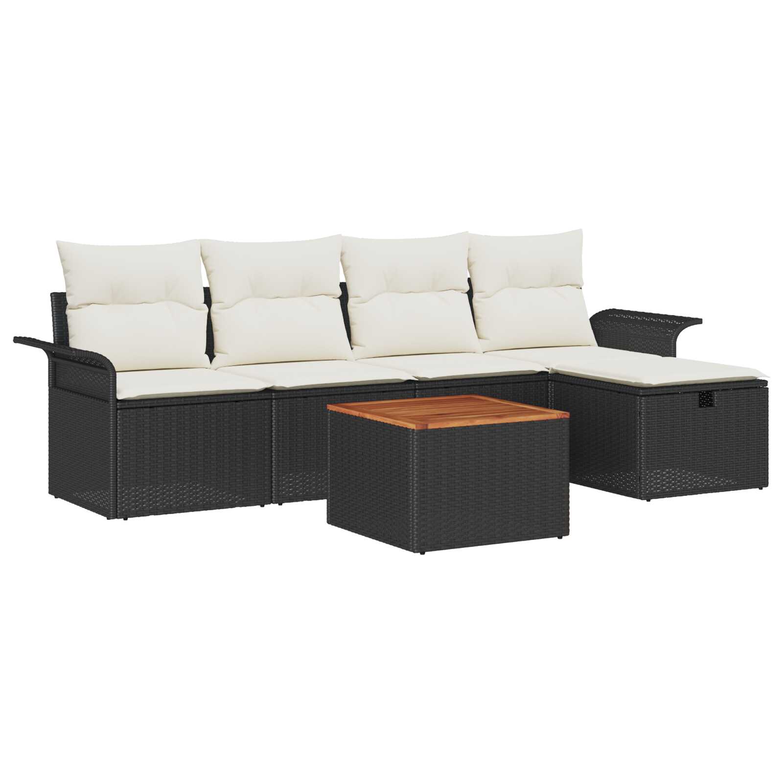 vidaXL Conjunto de Sofá de Jardim com almofada 6 pcs Preto vime PE