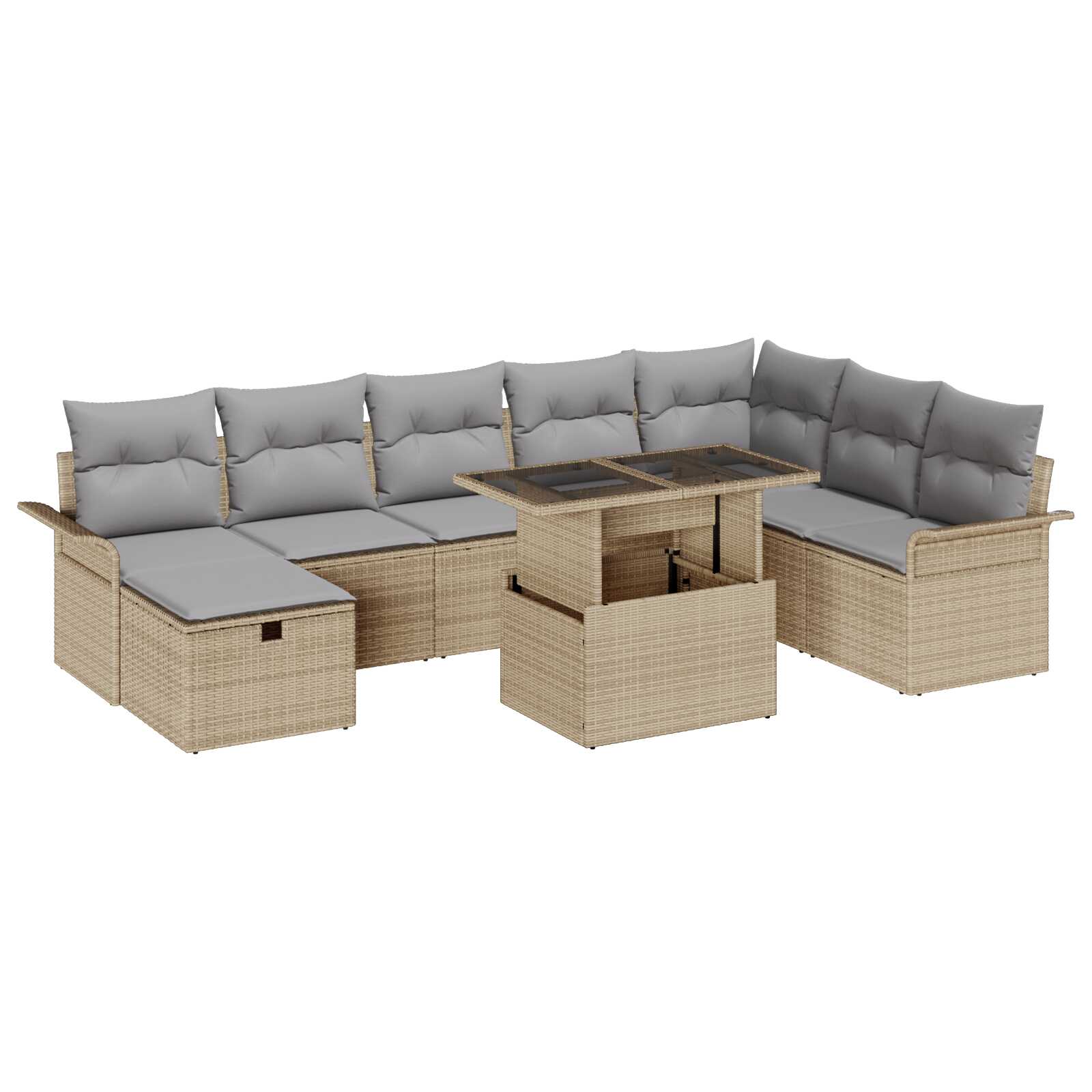 vidaXL Conjunto de Sofá de Jardim 9 pcs Bege Rattan Sintético