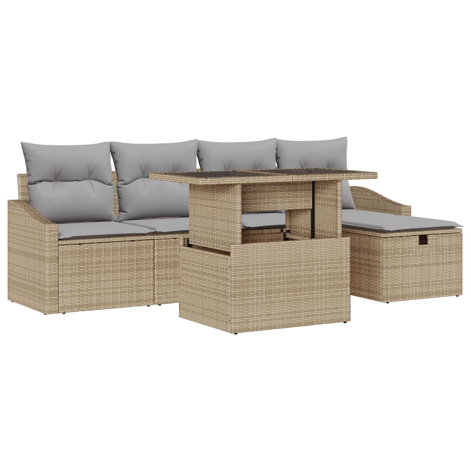 vidaXL Conjunto de Sofá de Jardim com almofada 6 pcs vime PE