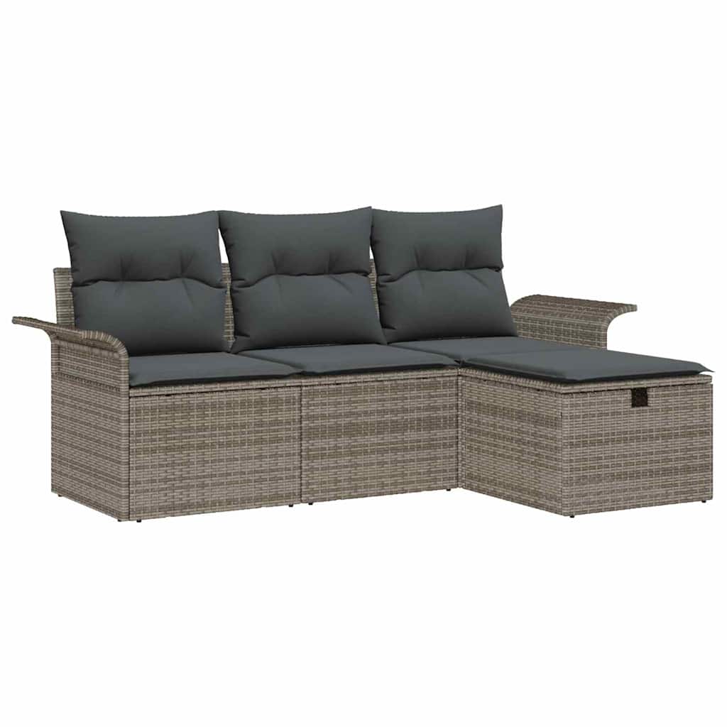 vidaXL Conjunto de Sofá de Jardim com almofada 4 pcs Rattan Sintético