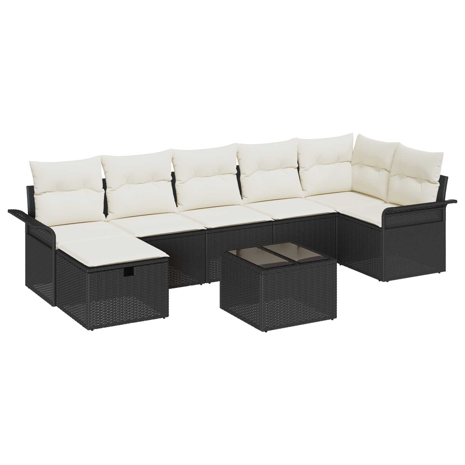 vidaXL Conjunto de Sofá de Jardim 8 pcs Preto Rattan Sintético
