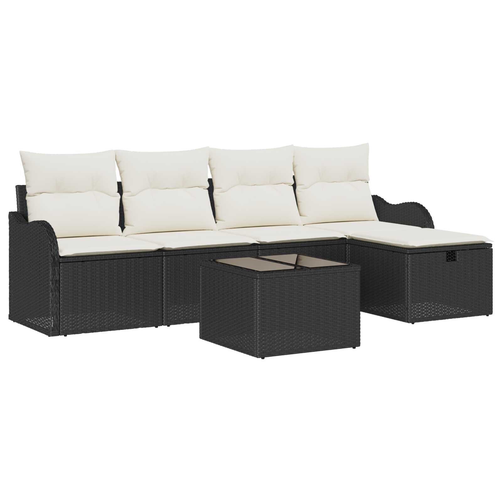 vidaXL Conjunto de Sofá de Jardim 6 pcs Preto Rattan Sintético
