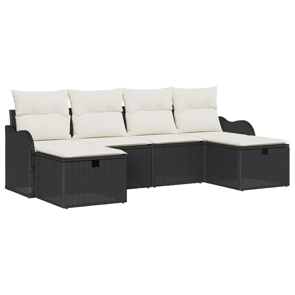 vidaXL Conjunto de Sofá de Jardim 6 pcs Preto Rattan Sintético