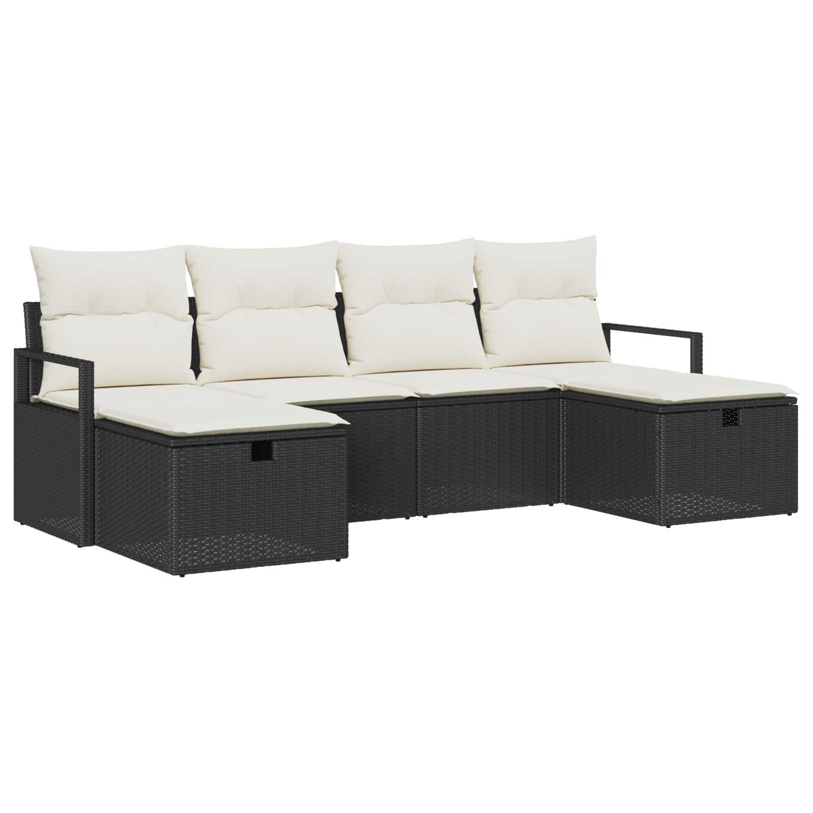 vidaXL Conjunto de Sofás com almofada 5 pcs vime PE