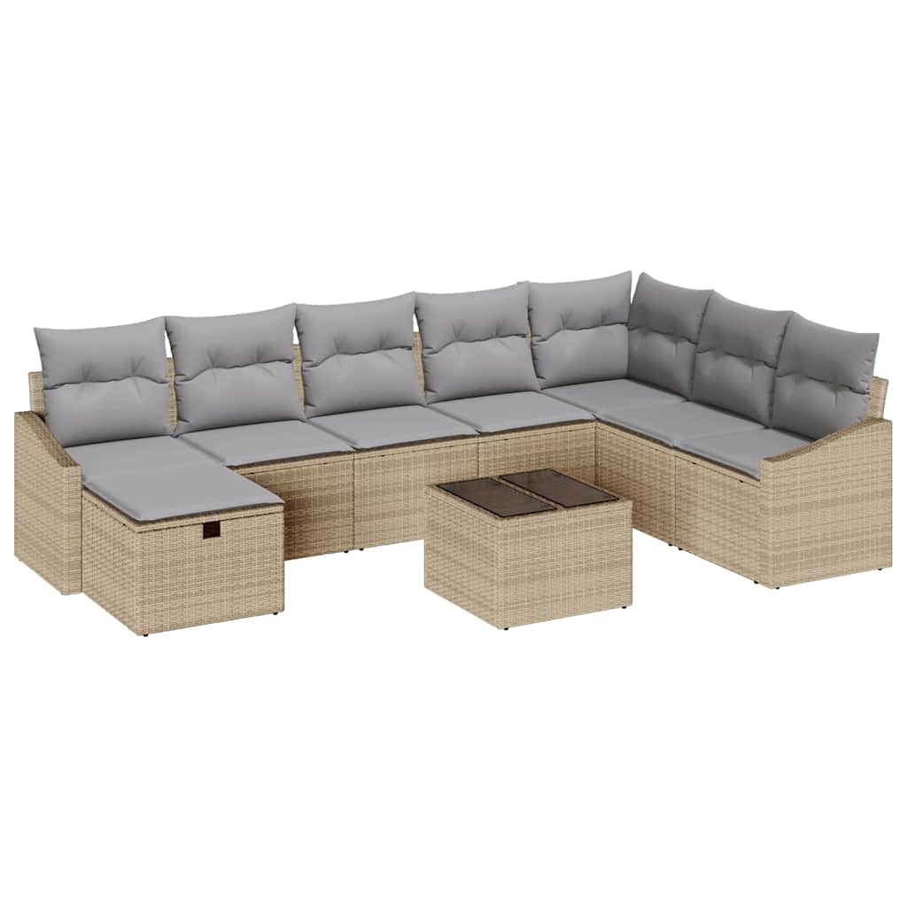 vidaXL Conjunto de Sofás com almofada 8 pcs vime PE