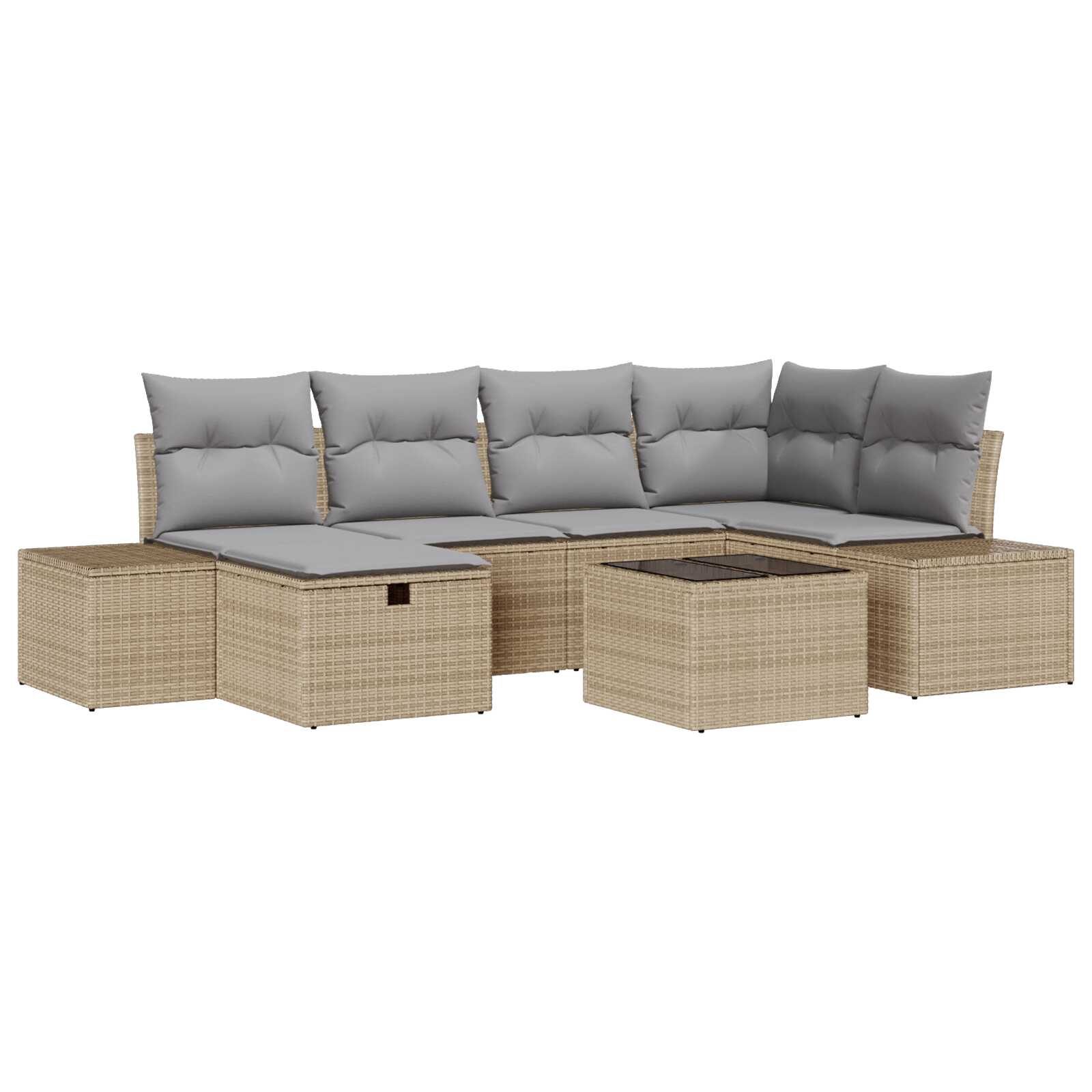 vidaXL Conjunto de Sofás com almofada 6 pcs vime PE