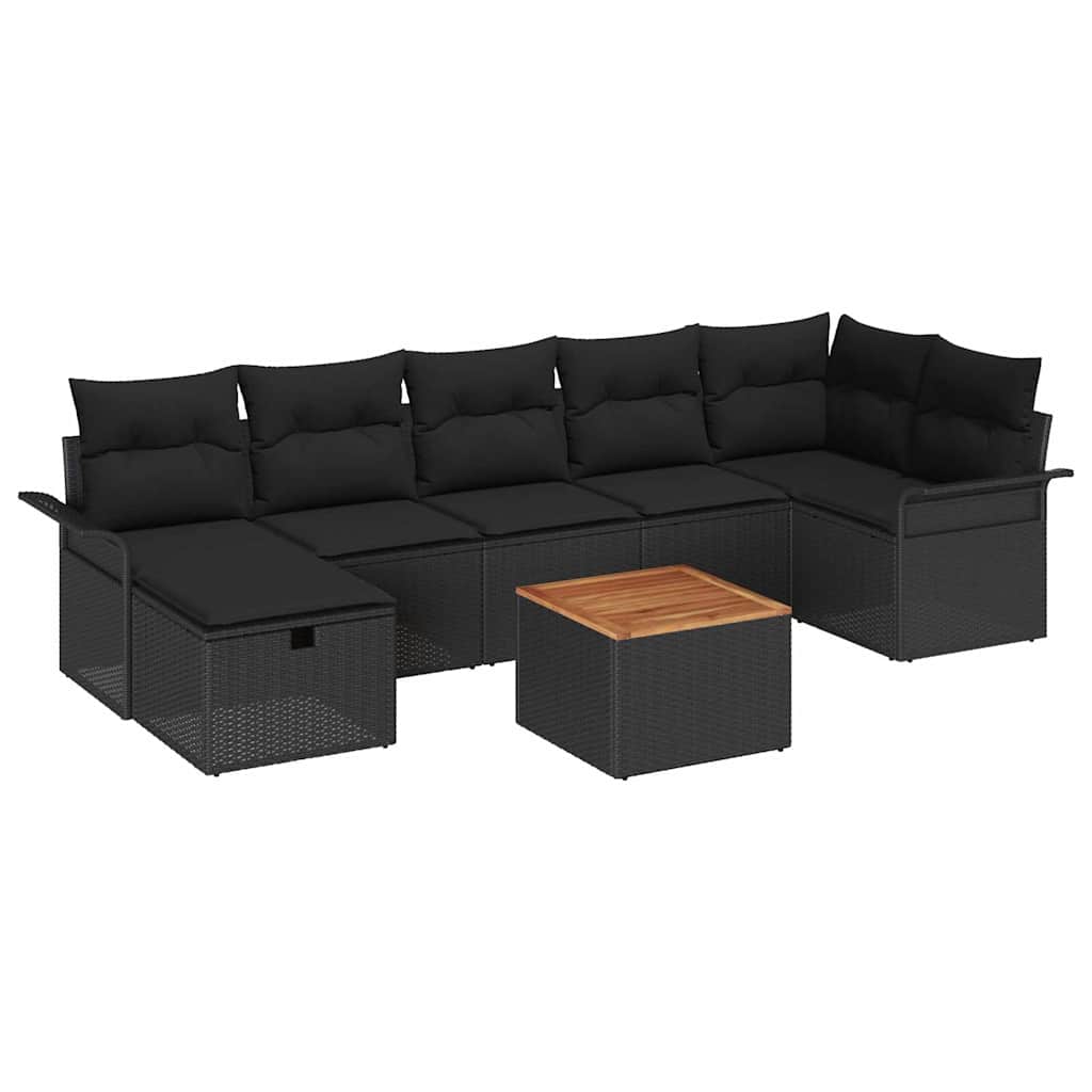 vidaXL Conjunto de Sofá de Jardim 8 pcs Preto Rattan Sintético