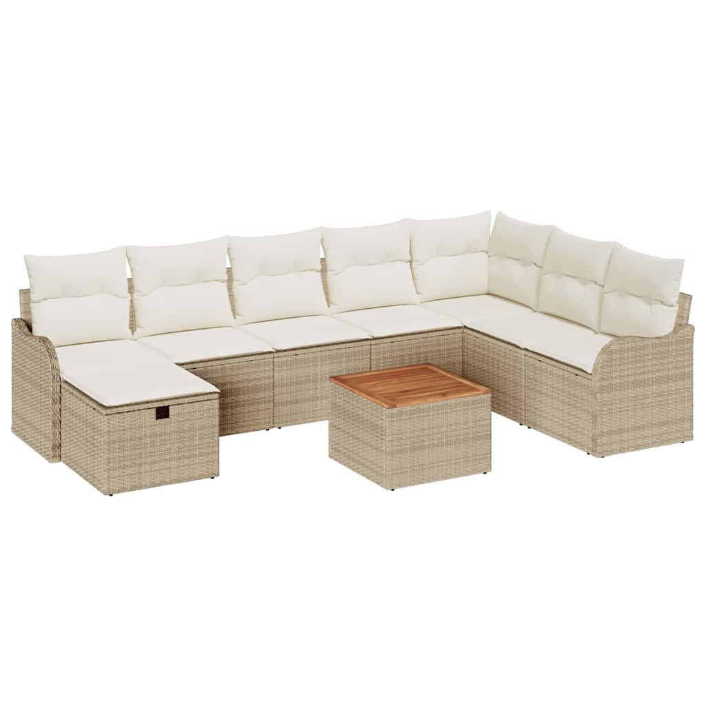 vidaXL Conjunto de Sofá de Jardim 9 pcs Bege Rattan Sintético