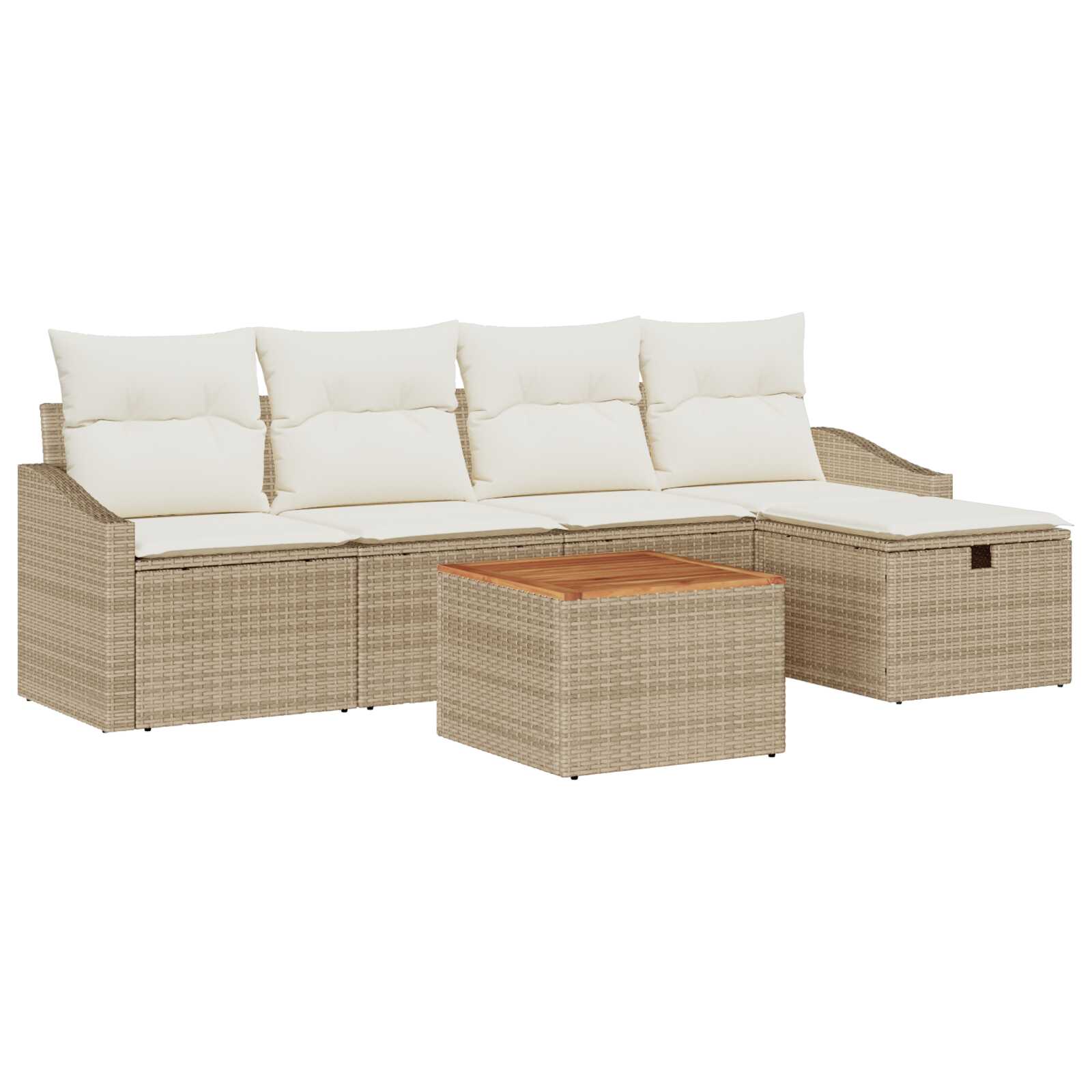 vidaXL Conjunto de Sofá de Jardim 6 pcs Bege Rattan Sintético