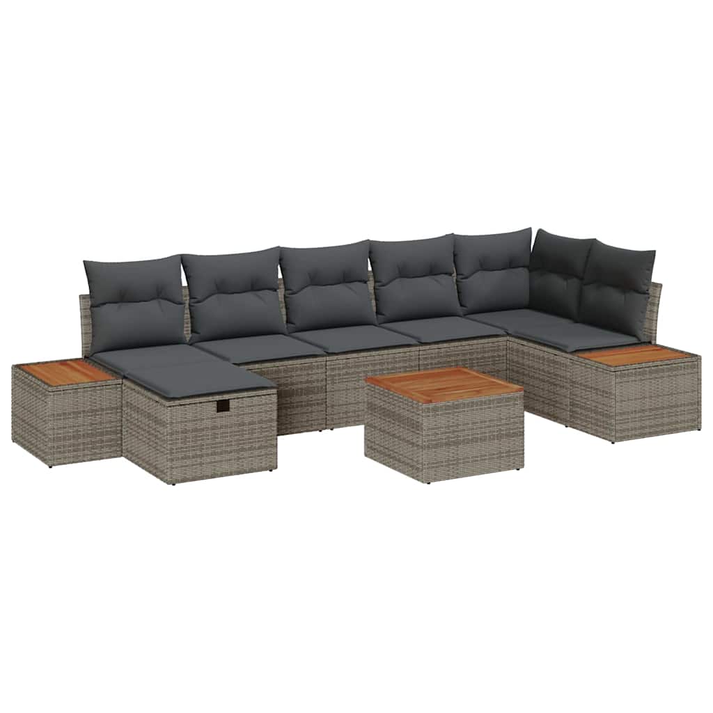 vidaXL Conjunto de Sofá de Jardim 8 pcs Cinzeto Rattan Sintético