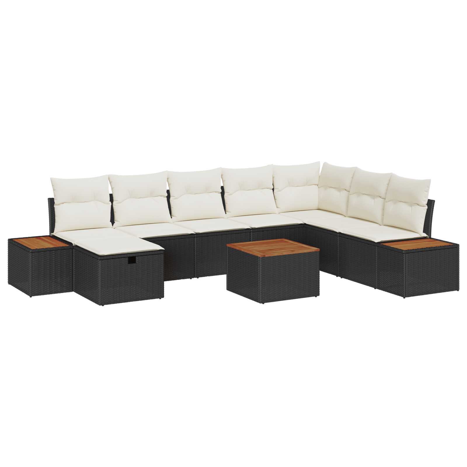 vidaXL Conjunto de Sofá de Jardim 9 pcs Preto Rattan Sintético