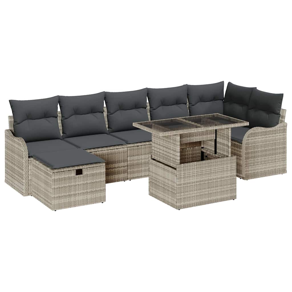 vidaXL Conjunto de Sofá de Jardim com almofada 8 pcs Cinzento-claro