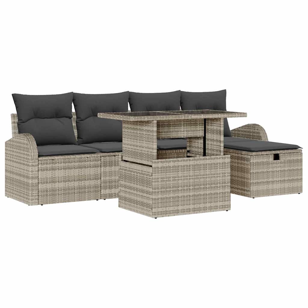 vidaXL Conjunto de Sofá de Jardim com almofada 6 pcs Cinzento-claro