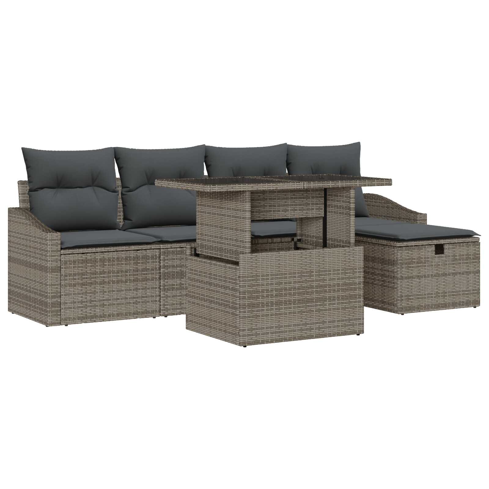 vidaXL Conjunto de Sofá de Jardim 6 pcs Cinzeto vime PE