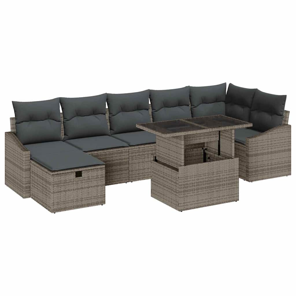 vidaXL Conjunto de Sofá de Jardim 8 pcs Cinzeto vime PE